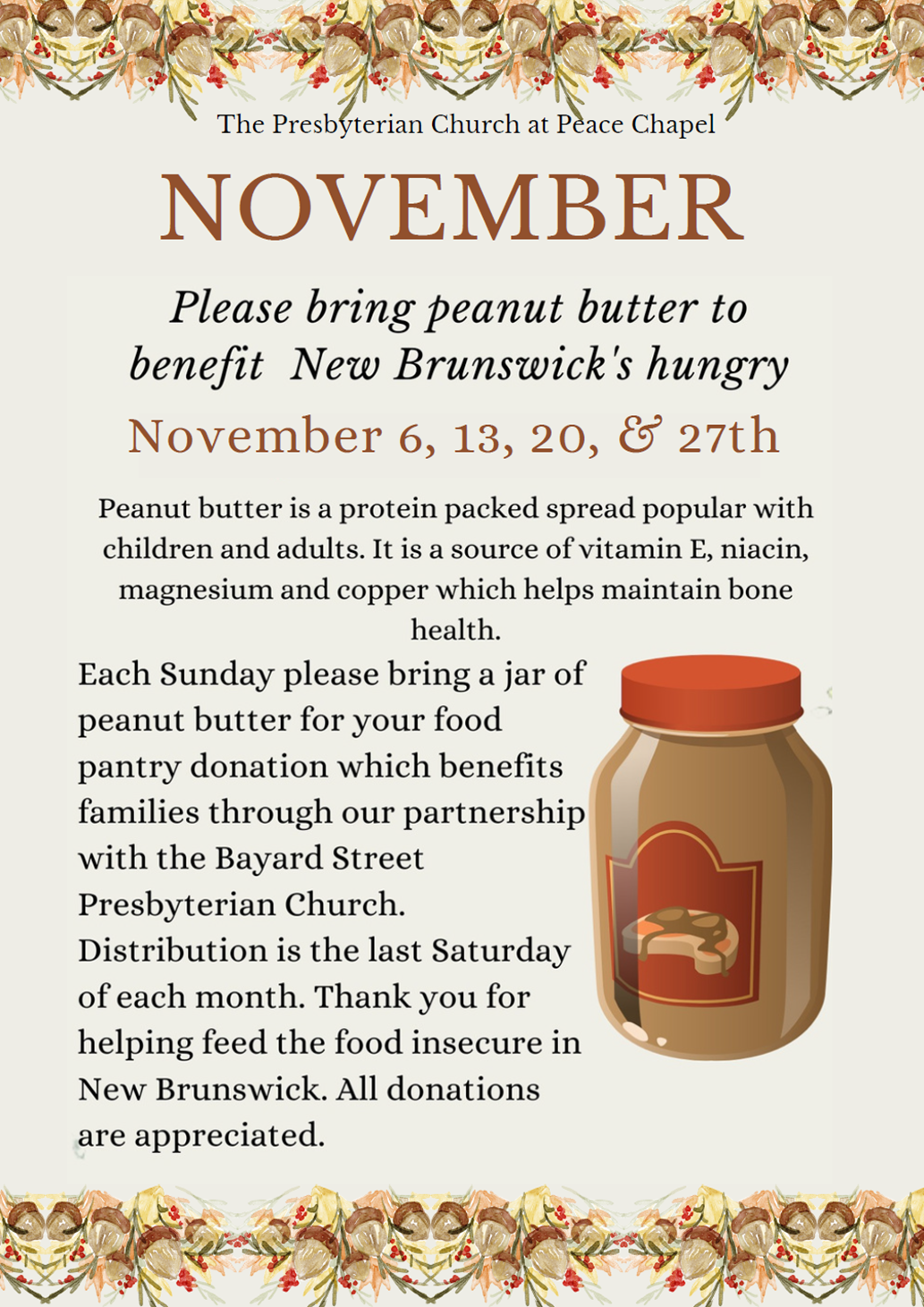 Brunswick Peanut Butter Food Benefit Drive